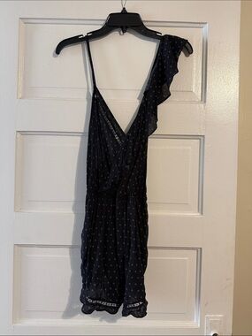 Free People Navy One-Shoulder Ruffle Romper